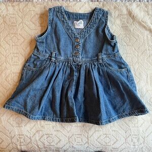 Baby Gap Vintage Dress Blue Denim Sleeveless Dress size medium 6-12 months.